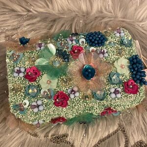 BNWT MADE IN INDIA Mermaid Blue Purple Sequin and Beaded Crossbody Bag